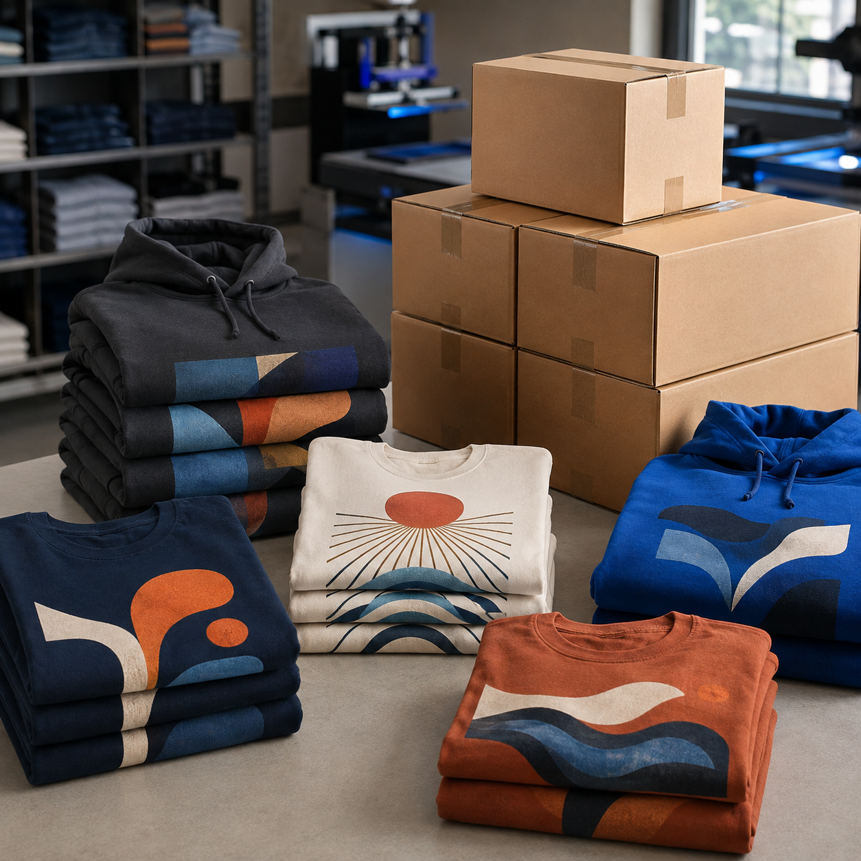 Custom apparel prepared for wholesale fulfillment
