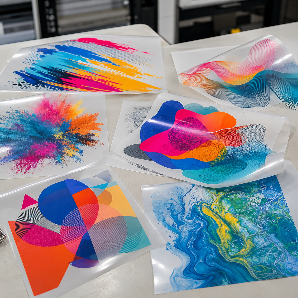 Colorful press-ready DTF transfer sheets